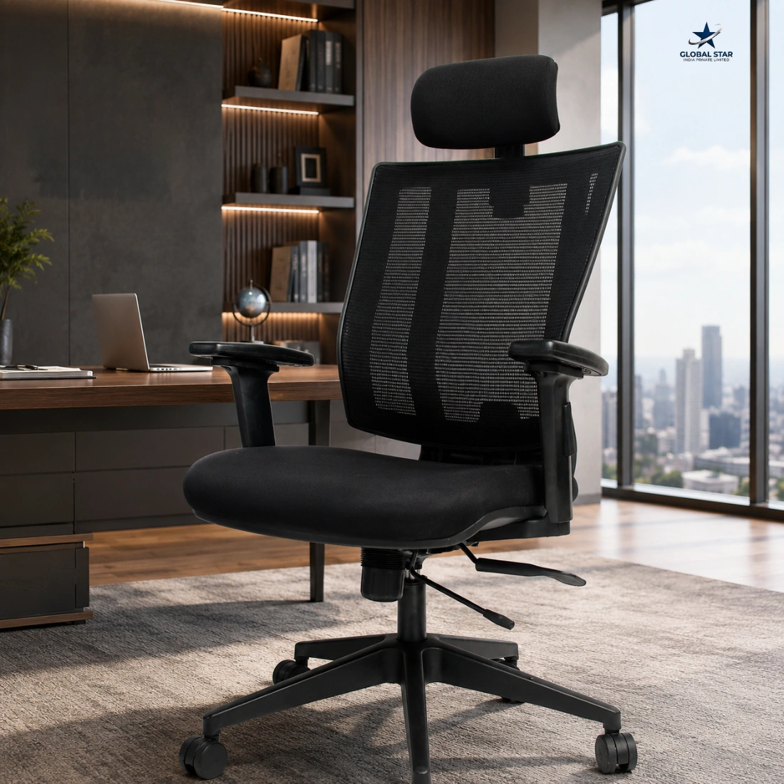 Premium Ergonomic Mesh Office Chair with Headrest | Global Star Furniture