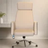Premium High Back Leather Executive Office Chair for Luxury Workspaces The Premium High Back Leather Executive Office Chair is designed for professionals who demand exceptional comfort, sophisticated style, and reliable performance. Featuring a modern executive design with premium leatherette upholstery, this chair creates a luxurious seating experience while enhancing the appearance of executive cabins, corporate offices, boardrooms, and home workspaces. Its elegant high-back profile is carefully engineered to provide full support for the neck, shoulders, and back, promoting healthy posture throughout long working hours. The ergonomically contoured backrest follows the natural curve of the spine, helping reduce pressure on the lower back while improving overall sitting comfort. The generously padded seat is crafted with high-density cushioning that offers superior comfort and maintains its shape over extended use. Whether you are attending virtual meetings, managing daily operations, or working on important projects, this executive office chair delivers consistent support from morning to evening. Wrapped in premium-quality leatherette upholstery, the chair offers a refined finish that is soft to the touch, easy to maintain, and resistant to everyday wear. The elegant cream color complements modern office interiors, adding a clean, premium, and professional aesthetic to executive spaces. Designed for smooth mobility, the chair features a heavy-duty chrome base equipped with durable caster wheels that glide effortlessly across various flooring surfaces. The 360-degree swivel mechanism allows easy movement in every direction, improving efficiency and flexibility in fast-paced work environments. The fixed padded armrests provide additional comfort by supporting the arms and shoulders, helping reduce fatigue during extended periods of computer work, meetings, or administrative tasks. The sturdy frame and premium construction ensure long-lasting durability, making this chair suitable for daily commercial and professional use. Ideal for CEOs, directors, senior managers, consultants, architects, entrepreneurs, and business professionals, this executive chair combines luxury, comfort, and functionality in one elegant seating solution. It seamlessly fits into executive cabins, conference rooms, luxury offices, premium coworking spaces, and modern home offices. Manufactured with high-quality materials and precision craftsmanship, the Premium High Back Leather Executive Office Chair is built to deliver outstanding durability, ergonomic support, and timeless style. It is an excellent investment for businesses looking to create a productive, comfortable, and sophisticated working environment. Upgrade your office with a chair that reflects professionalism, confidence, and premium quality while providing exceptional comfort for everyday use. Key Features Premium High Back Executive Design Ergonomic Lumbar & Back Support Premium Leatherette Upholstery Elegant Cream Finish High-Density Foam Cushion Soft Padded Armrests Heavy-Duty Chrome Base Smooth 360° Swivel Rotation Durable Twin-Wheel Castors Commercial Grade Construction Comfortable for Extended Sitting Easy to Clean and Maintain SEO Keywords Executive Office Chair High Back Office Chair Leather Executive Chair Premium Office Chair Luxury Office Chair Boss Chair CEO Office Chair Director Chair High Back Leather Chair Revolving Office Chair Swivel Office Chair Ergonomic Executive Chair Corporate Office Chair Premium Office Furniture Modern Executive Chair