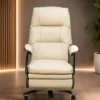 Luxury Electric Recliner Executive Office Chair with One-Touch Power Reclining Experience a new level of comfort and luxury with the Luxury Electric Recliner Executive Office Chair, designed for executives, business owners, directors, and professionals who demand premium seating with advanced functionality. Combining modern executive styling with an intelligent one-touch electric reclining system, this chair transforms your workspace into a place of comfort, productivity, and relaxation. Unlike conventional executive chairs, this model features a motorized reclining mechanism that allows the backrest and footrest to open and close effortlessly using a convenient control button. With a single touch, you can smoothly adjust the chair from an upright working position to a comfortable reclining position, making it ideal for working, reading, relaxing, or taking a short break during busy office hours. The high-back ergonomic design provides complete support for the neck, shoulders, spine, and lumbar region, helping maintain proper posture while reducing pressure on the back during prolonged sitting. The generously padded backrest, oversized seat cushion, and integrated footrest create a luxurious seating experience that supports both productivity and relaxation. Wrapped in premium-quality leatherette upholstery, the chair offers a sophisticated appearance while being durable, easy to maintain, and suitable for everyday commercial use. The elegant cream finish complements executive cabins, CEO offices, luxury conference rooms, premium home offices, and modern corporate interiors. Designed for exceptional comfort, the chair features thick high-density foam cushioning that provides superior support throughout the day. The padded armrests enhance overall comfort, while the ergonomic contours naturally support the body during long working hours. The chair is equipped with a heavy-duty swivel base and smooth caster wheels for effortless movement across office floors. Its sturdy construction ensures excellent stability and long-lasting performance, making it suitable for demanding professional environments. The electric reclining function makes this chair an excellent choice for professionals who spend extended hours in their office. Whether conducting meetings, working on projects, making presentations, or simply relaxing between tasks, the motorized recliner provides personalized comfort at the touch of a button. Manufactured using premium-quality materials and precision engineering, the Luxury Electric Recliner Executive Office Chair combines executive elegance, advanced technology, and ergonomic excellence. It is the perfect seating solution for modern professionals who value comfort, innovation, and premium craftsmanship. Upgrade your workspace with an executive chair that delivers luxury, convenience, and superior ergonomic support while adding a refined and professional look to your office. Key Features One-Touch Electric Reclining System Motorized Backrest Adjustment Integrated Electric Footrest Premium High Back Executive Design Ergonomic Lumbar & Neck Support High-Density Foam Cushioning Premium Leatherette Upholstery Soft Padded Armrests Heavy-Duty Swivel Base Smooth Rolling Castor Wheels Modern Luxury Executive Design Durable Commercial-Grade Construction Comfortable for Long Working Hours Easy to Operate Button Controls SEO Keywords Electric Executive Office Chair Power Recliner Office Chair Luxury Executive Chair Electric Boss Chair Motorized Office Chair Recliner Office Chair Executive Reclining Chair CEO Office Chair Director Office Chair Premium Office Chair High Back Executive Chair Leather Executive Chair Smart Office Chair Swivel Executive Chair Luxury Office Furniture