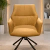 Luxury Swivel Conference Chair for Executive Offices, Conference Rooms & Reception Areas Create a sophisticated and professional workspace with the Luxury Swivel Conference Chair, designed to combine premium comfort, elegant aesthetics, and long-lasting durability. Ideal for executive meeting rooms, conference halls, boardrooms, reception lounges, corporate offices, and premium commercial interiors, this chair offers an exceptional seating experience while enhancing the overall appearance of modern workspaces. Featuring a contemporary ergonomic design, this conference chair is crafted with a generously padded seat, supportive backrest, and integrated armrests that provide outstanding comfort throughout long meetings, presentations, interviews, and daily office activities. The ergonomic profile encourages healthy posture while reducing pressure on the back, shoulders, and hips. The chair is upholstered in premium-quality leatherette with a luxurious mustard finish that brings warmth and sophistication to any office environment. Its smooth surface is soft to the touch, highly durable, resistant to daily wear, and easy to clean, making it suitable for both commercial and residential office spaces. The integrated padded armrests provide excellent support and allow users to sit comfortably for extended periods. High-density foam cushioning ensures superior comfort while maintaining its shape and resilience even with continuous daily use. Built on a heavy-duty powder-coated steel four-leg spider base, this chair offers excellent stability and durability while allowing a smooth 360-degree swivel movement. The swivel mechanism enables effortless interaction during meetings without the need to move the chair, improving convenience and productivity in collaborative workspaces. With its elegant minimalist styling and premium craftsmanship, the Luxury Swivel Conference Chair seamlessly complements executive desks, conference tables, reception counters, coworking spaces, consulting offices, luxury cabins, hotels, and modern commercial interiors. Manufactured using high-quality materials and precision engineering, this chair is designed for long-term reliability, comfort, and professional performance. Whether furnishing a boardroom, executive office, client meeting area, or reception lounge, this chair delivers the perfect balance of luxury, functionality, and modern design. Upgrade your office with a premium conference chair that offers ergonomic support, stylish aesthetics, and exceptional durability for today's professional work environments. Key Features Premium Leatherette Upholstery Ergonomic Medium Back Design High-Density Foam Cushioning Soft Integrated Armrests 360° Swivel Function Heavy-Duty Powder-Coated Steel Base Stable Four-Leg Spider Design Modern Executive Styling Commercial-Grade Construction Comfortable for Long Meetings Easy Maintenance Surface Suitable for Corporate Interiors SEO Keywords Conference Chair Luxury Conference Chair Swivel Conference Chair Executive Conference Chair Meeting Room Chair Reception Chair Visitor Chair Office Meeting Chair Upholstered Office Chair Executive Seating Chair Corporate Office Chair Boardroom Chair Premium Conference Seating Modern Office Chair Commercial Office Furniture