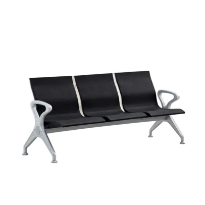 three seater waiting chair, black mesh waiting chair, mesh reception chair, three seater reception chair, office waiting chair, reception seating, waiting area furniture, black mesh chair, visitor seating, office reception furniture, three seat waiting chair, commercial seating, Global Star Furniture, furniture manufacturer Ghaziabad