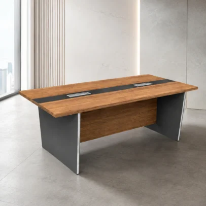 PERKS conference table, modern conference table, office conference table, meeting room table, conference room table, office table, conference table with cable management, wooden conference table, conference table with modesty panel, black conference table, modern office furniture, corporate office furniture, meeting room furniture, office furniture manufacturer, office furniture Ghaziabad
