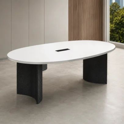 office conference table, oval conference table, conference table, office table, executive conference table, modern conference table, white conference table, office furniture, office furniture manufacturer, conference table manufacturer, office furniture Ghaziabad, furniture manufacturer Ghaziabad, corporate office furniture, meeting room table