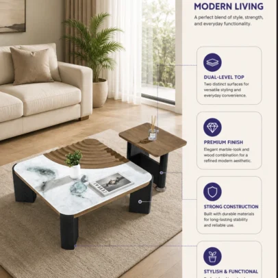 centre table centre table set modern centre table dual level centre table marble look centre table wood look centre table living room table contemporary centre table modern living room furniture marble look furniture home furniture Ghaziabad furniture manufacturer Ghaziabad Global Star Furniture