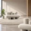 modern sofa, curved sofa, cream sofa, modern curved sofa, contemporary sofa, cream upholstered sofa, sculptural sofa, rounded sofa, modern living room sofa, lounge sofa, reception sofa, home sofa, sofa furniture, sofa manufacturer, furniture manufacturer Ghaziabad