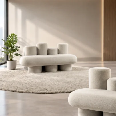 modern sofa, curved sofa, cream sofa, modern curved sofa, contemporary sofa, cream upholstered sofa, sculptural sofa, rounded sofa, modern living room sofa, lounge sofa, reception sofa, home sofa, sofa furniture, sofa manufacturer, furniture manufacturer Ghaziabad