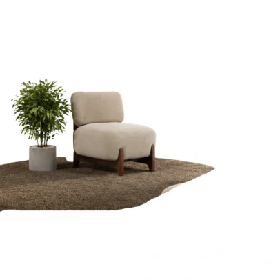 lounge chair modern lounge chair upholstered lounge chair accent chair cream lounge chair beige lounge chair wooden base chair modern furniture home furniture soft seating lounge furniture furniture manufacturer furniture manufacturer in Ghaziabad Global Star Furniture