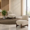 lounge chair modern lounge chair upholstered lounge chair accent chair cream lounge chair beige lounge chair wooden base chair modern furniture home furniture soft seating lounge furniture furniture manufacturer furniture manufacturer in Ghaziabad Global Star Furniture