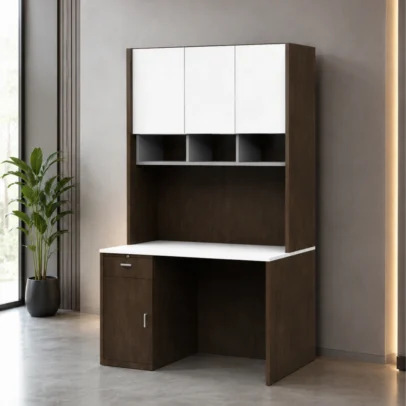 modern office workstation, office workstation, workstation with storage, office desk with overhead cabinet, office workstation furniture, wooden office workstation, office desk with storage, overhead storage cabinet, office furniture, modern office furniture, office furniture manufacturer, office furniture Ghaziabad, furniture manufacturer Ghaziabad, commercial office furniture