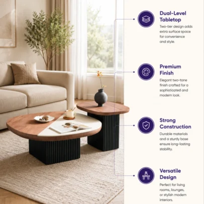 centre table centre table set modern centre table dual level centre table living room table contemporary centre table wood look centre table two tone centre table modern living room furniture lounge table home furniture Ghaziabad furniture manufacturer Ghaziabad Global Star Furniture