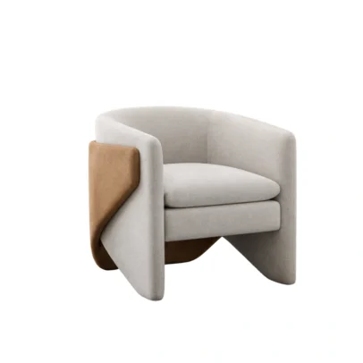 two tone accent chair, upholstered accent chair, modern accent chair, curved accent chair, cream accent chair, brown accent chair, upholstered chair, contemporary chair, lounge chair, modern seating, accent seating, home furniture, commercial seating, Global Star Furniture, furniture manufacturer Ghaziabad