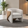 two tone accent chair, upholstered accent chair, modern accent chair, curved accent chair, cream accent chair, brown accent chair, upholstered chair, contemporary chair, lounge chair, modern seating, accent seating, home furniture, commercial seating, Global Star Furniture, furniture manufacturer Ghaziabad