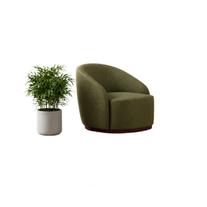 olive green accent chair, barrel accent chair, upholstered accent chair, modern accent chair, green upholstered chair, barrel chair, lounge chair, curved back chair, contemporary chair, accent seating, upholstered lounge chair, home furniture, commercial seating, Global Star Furniture, furniture manufacturer Ghaziabad