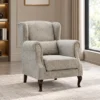 wingback armchair, upholstered armchair, classic armchair, traditional armchair, beige armchair, patterned armchair, lounge chair, upholstered lounge chair, rolled arm chair, wooden leg armchair, accent armchair, home furniture, reception seating, Global Star Furniture, furniture manufacturer Ghaziabad