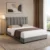 modern upholstered bed, channel tufted bed, upholstered bed, vertical tufted headboard, padded headboard bed, charcoal grey bed, dark upholstered bed, modern bed, contemporary bed, bedroom furniture, modern bedroom furniture, upholstered headboard, home furniture, bed manufacturer, Global Star Furniture