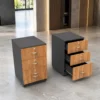 office storage pedestal, office drawer pedestal, 4 drawer office storage, office storage unit, office furniture, office storage cabinet, wooden finish office storage, black office storage, office furniture manufacturer, office furniture manufacturer Ghaziabad, office furniture Ghaziabad, office storage furniture, commercial office furniture