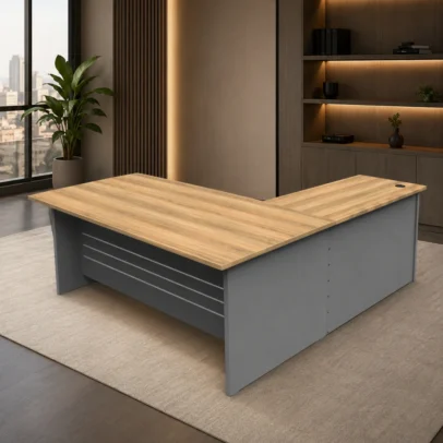 l shaped office table, l shaped executive table, executive workstation, executive office workstation, l shaped workstation, office table, office furniture, executive office table, office table with drawer storage, wood grain office table, modern office furniture, executive table manufacturer, office furniture manufacturer ghaziabad, custom office table, corporate office furniture