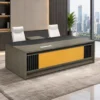 executive office table, modern executive table, executive desk, office table, modern office table, office furniture, wood finish office table, office table with cable port, yellow panel office table, vertical panel office table, executive table manufacturer, office furniture manufacturer, office furniture Ghaziabad, corporate office table