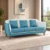 Modern blue three seater fabric sofa with wooden legs Blue contemporary sofa with three seat and back cushions Modern blue fabric sofa for home apartment and lounge Blue sofa with premium fabric finish and elegant edge detailing Modern three seater sofa from Global Star Furniture Ghaziabad