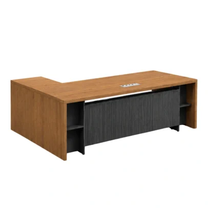 executive office table, modern executive table, executive desk, office table, office furniture, wood finish office table, office table with storage, office table with cable port, smart storage office table, vertical panel office table, modern office furniture, executive table manufacturer, office furniture manufacturer, office furniture Ghaziabad