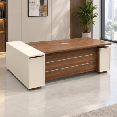 executive office table, executive table, modern executive table, office table, office furniture, executive desk, office table with storage, dual pedestal office table, office table with drawers, wood grain office table, corporate office furniture, executive office furniture, office furniture manufacturer, office furniture Ghaziabad
