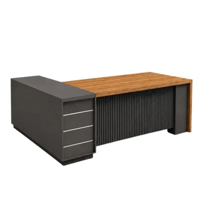 executive office table, modern executive table, office table, executive desk, office furniture, fluted office table, fluted front panel table, office table with drawers, office table with storage, wood grain office table, modern office furniture, corporate office furniture, office furniture manufacturer, office furniture Ghaziabad