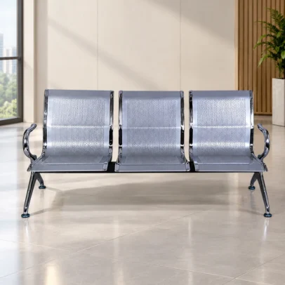 3 seater waiting chair, perforated waiting chair, metal waiting chair, office waiting chair, reception waiting chair, 3 seater reception chair, visitor waiting chair, perforated metal chair, office reception seating, waiting area furniture, reception furniture, office furniture, office chair manufacturer, furniture manufacturer in Ghaziabad, Global Star Furniture