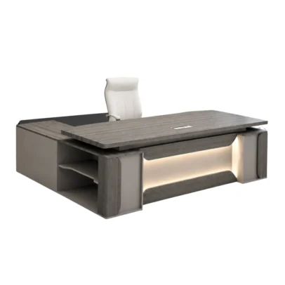 executive office table modern office table grey office table wood texture office table executive table with storage office table with LED panel CEO cabin table modern executive table office table with cable management executive office furniture corporate office furniture office furniture manufacturer office table manufacturer office furniture Ghaziabad