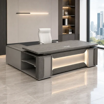 executive office table modern office table grey office table wood texture office table executive table with storage office table with LED panel CEO cabin table modern executive table office table with cable management executive office furniture corporate office furniture office furniture manufacturer office table manufacturer office furniture Ghaziabad