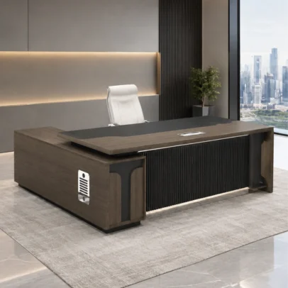 executive office table premium executive table dark wood office table modern office table executive table with storage fluted office table textured front panel table office table with cable management executive office furniture corporate office furniture office furniture manufacturer office table manufacturer office furniture Ghaziabad furniture manufacturer Ghaziabad