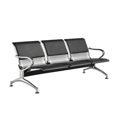 3 seater waiting chair, office waiting chair, reception waiting chair, 3 seater reception chair, visitor waiting chair, black waiting chair, perforated waiting chair, office reception seating, waiting area furniture, reception furniture, office chairs, visitor seating, office furniture, furniture manufacturer in Ghaziabad, Global Star Furniture