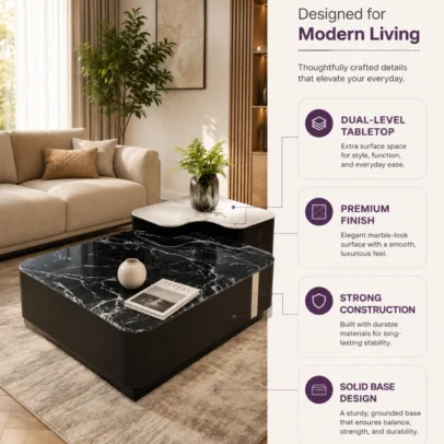 centre table centre table set modern centre table dual level centre table marble look centre table black centre table living room table modern living room furniture contemporary centre table square centre table marble look table home furniture Ghaziabad furniture manufacturer Ghaziabad Global Star Furniture