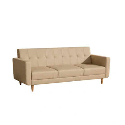 Modern beige tufted sofa set with premium upholstery Beige modern sofa with tufted back and wooden legs Premium upholstered sofa set for living room Modern tufted sofa with comfortable armrests Beige sofa set by Global Star Furniture Ghaziabad