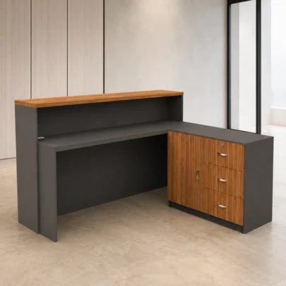 OREVA Grand reception desk, reception desk, reception table, office reception furniture, modern reception desk, reception counter, office furniture, reception furniture manufacturer, office furniture manufacturer Ghaziabad, reception desk Ghaziabad, office reception counter, modern office furniture, reception storage desk