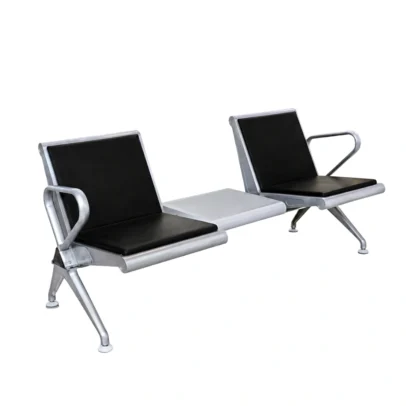 2 seater waiting chair, waiting chair with center table, 2 seater reception chair, office waiting chair, reception waiting chair, visitor waiting chair, black waiting chair, office reception seating, waiting area furniture, reception furniture, office furniture, integrated center table chair, office chair manufacturer, furniture manufacturer in Ghaziabad, Global Star Furniture
