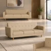 Modern beige tufted sofa set with premium upholstery Beige modern sofa with tufted back and wooden legs Premium upholstered sofa set for living room Modern tufted sofa with comfortable armrests Beige sofa set by Global Star Furniture Ghaziabad