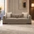 Modern grey brown fabric sofa set with wooden base Premium fabric sofa with comfortable cushions and wooden base Modern sofa set for living room with contemporary design Neutral fabric sofa with rounded armrests and wooden base