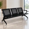 3 seater waiting chair, black waiting chair, perforated waiting chair, office waiting chair, 3 seater reception chair, reception waiting chair, visitor waiting chair, black reception seating, office reception seating, waiting area furniture, reception furniture, office furniture, office chair manufacturer, furniture manufacturer in Ghaziabad, Global Star Furniture