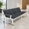 three seater waiting bench, waiting bench, three seater bench, office waiting seating, reception seating, waiting area furniture, black waiting bench, office reception furniture, upholstered waiting bench, commercial seating, visitor seating, reception bench, Global Star Furniture, furniture manufacturer Ghaziabad