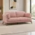 Modern pink fabric sofa with wooden legs Blush pink upholstered sofa with cushions Modern living room sofa with rounded armrests Contemporary pink fabric sofa by Global Star Furniture Pink sofa manufacturer in Ghaziabad with wooden legs