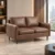 Modern brown two-seater sofa with leather finish Brown contemporary sofa with cushioned seating and wooden legs Modern two-seater leather finish sofa for home and office Brown sofa with refined armrests and tapered wooden legs Modern brown sofa from Global Star Furniture Ghaziabad