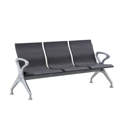 three seater waiting chair, mesh waiting chair, three seater reception chair, office waiting chair, reception seating, waiting area furniture, black mesh chair, visitor seating, office reception furniture, three seat bench, mesh reception seating, commercial seating, Global Star Furniture, furniture manufacturer Ghaziabad