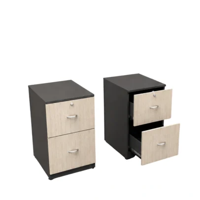 2 drawer office storage, office storage pedestal, office drawer pedestal, P2DR-E storage pedestal, office storage unit, office furniture, wooden finish office storage, black office storage, light wood office furniture, office furniture manufacturer, office furniture Ghaziabad, office storage furniture, commercial office furniture, office furniture supplier