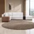 Modern L-shaped sectional sofa with fabric upholstery Contemporary cream fabric L-shaped sofa for living room Modern sectional sofa with brown upholstered end section L-shaped living room sofa by Global Star Furniture Modern fabric sectional sofa manufacturer in Ghaziabad