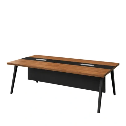 modern conference table, conference table, office conference table, meeting room table, office table, modern office furniture, conference table with cable management, conference table with modesty panel, wooden conference table, metal leg conference table, corporate office furniture, meeting room furniture, office furniture manufacturer, office furniture Ghaziabad, furniture manufacturer