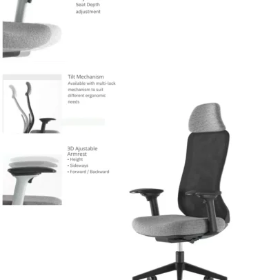 high back office chair, mesh office chair, grey office chair, black mesh chair, office chair with headrest, ergonomic office chair, high back mesh chair, modern office chair, office furniture, office chair manufacturer, office furniture manufacturer, office furniture Ghaziabad, office chair supplier, workspace chair, Global Star Furniture