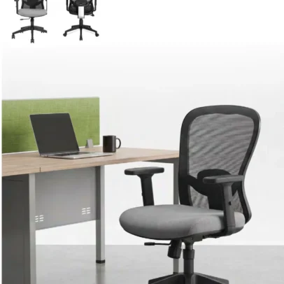 mesh office chair, black mesh chair, grey seat office chair, ergonomic office chair, modern office chair, office chair with armrests, computer chair, workstation chair, office furniture, office chair manufacturer, office furniture manufacturer, office furniture Ghaziabad, office chair supplier, commercial office furniture, Global Star Furniture