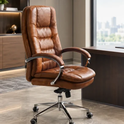 brown executive office chair, high back executive chair, executive office chair, brown office chair, padded executive chair, chrome office chair, executive chair with chrome base, high back office chair, executive office furniture, office furniture, office chair manufacturer, office furniture manufacturer, office furniture Ghaziabad, executive chair supplier, Global Star Furniture