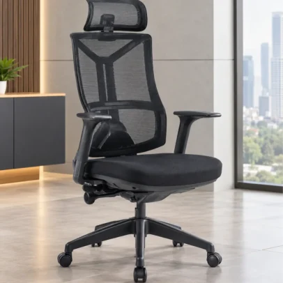 black mesh office chair, mesh office chair, high back office chair, office chair with headrest, black office chair, mesh chair with headrest, high back mesh chair, modern office chair, office seating, office furniture, office chair manufacturer, office furniture manufacturer, office furniture Ghaziabad, office chair supplier, Global Star Furniture