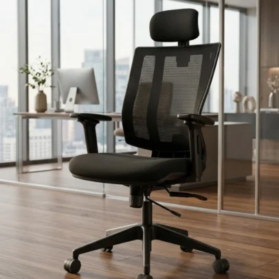 office chair, ergonomic office chair, mesh office chair, black office chair, office chair with headrest, office chair with armrests, high back office chair, modern office chair, office furniture, office chair manufacturer, office furniture manufacturer, office furniture Ghaziabad, furniture manufacturer Ghaziabad